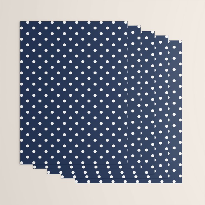Polka Dot Classic Pattern in Nautical Navy Blue and White Wrapping Paper Gallery Image 3