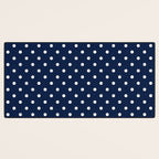 Polka Dot Classic Pattern in Nautical Navy Blue and White Desk Mat Gallery Image 3