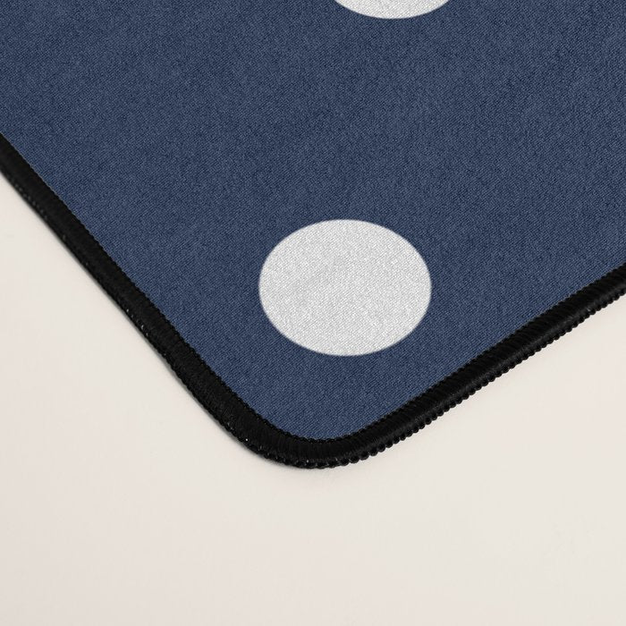 Polka Dot Classic Pattern in Nautical Navy Blue and White Desk Mat Gallery Image 4