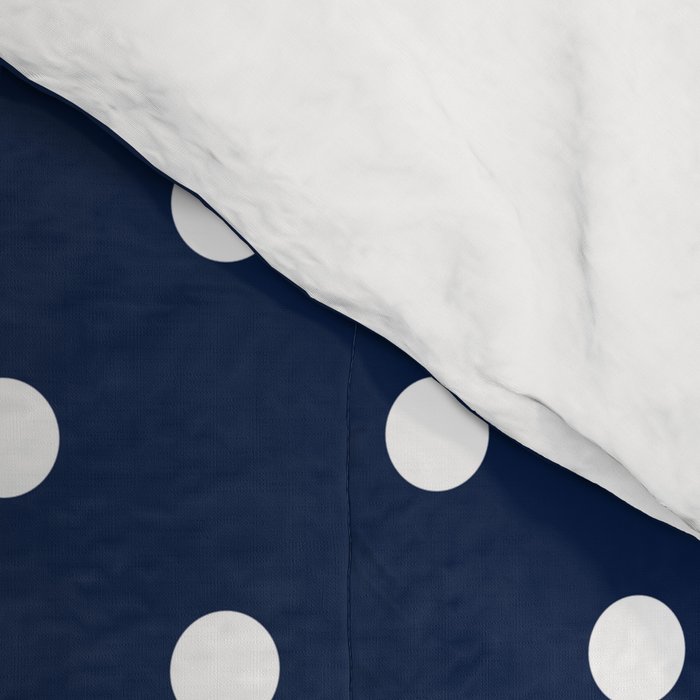 Polka Dot Classic Pattern in Nautical Navy Blue and White Comforter Gallery Image 4