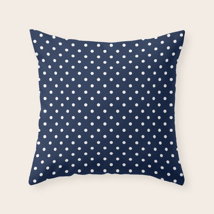 Polka Dot Classic Pattern in Nautical Navy Blue and White Throw Pillow Gallery Image 6