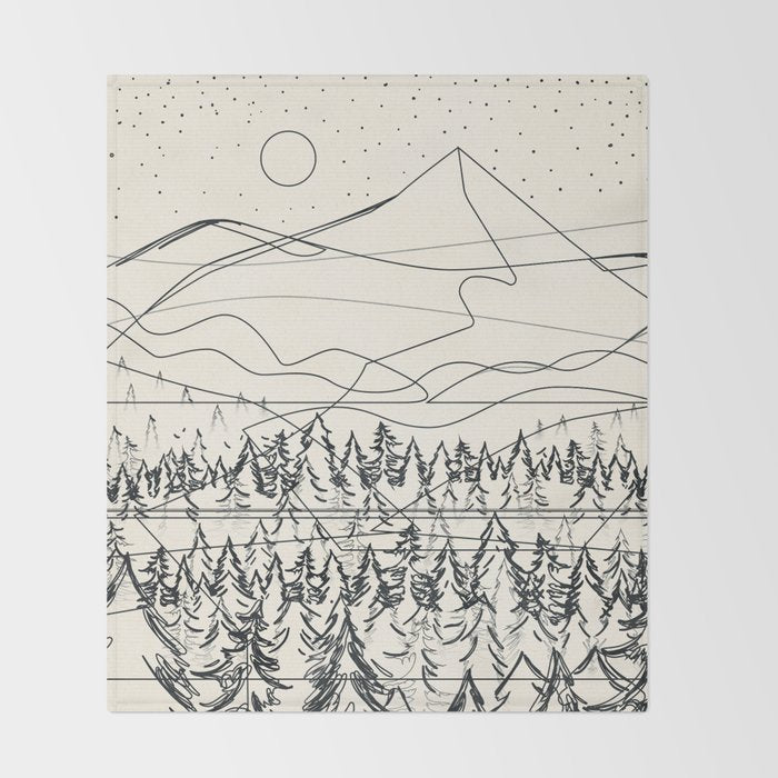 Minimal Line Mountain Beauty III Throw Blanket Gallery Image 2