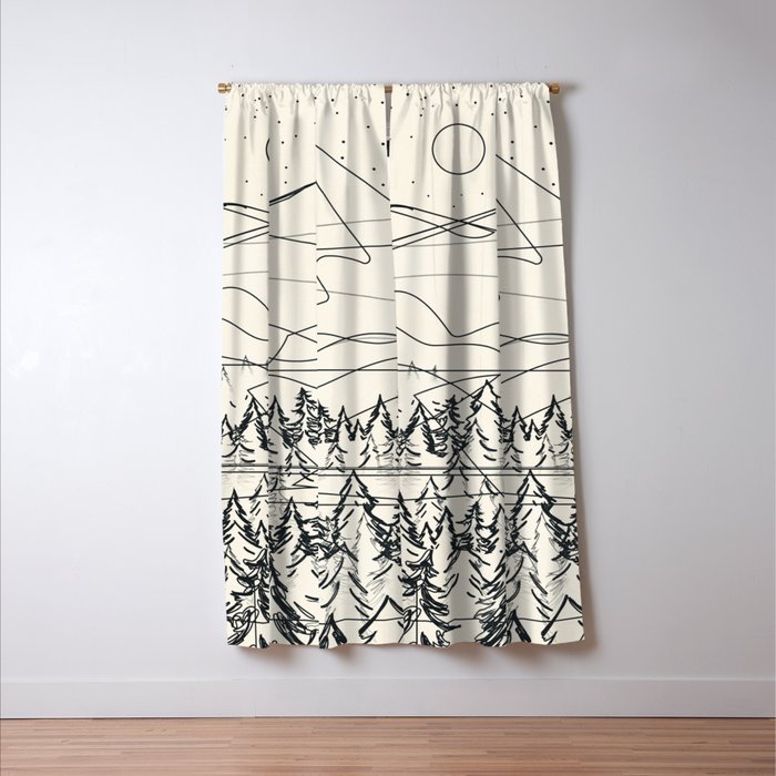 Minimal Line Mountain Beauty III Window Curtain Gallery Image 3