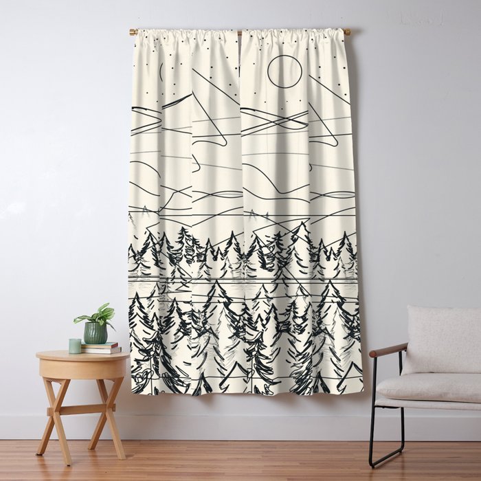 Minimal Line Mountain Beauty III Window Curtain Gallery Image 1