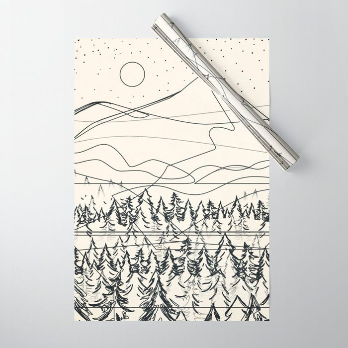 Minimal Line Mountain Beauty III Wrapping Paper Gallery Image 1