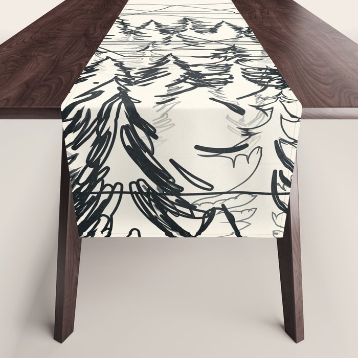 Minimal Line Mountain Beauty III Table Runner Gallery Image 1