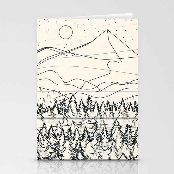 Minimal Line Mountain Beauty III Stationery Card Gallery Image 1