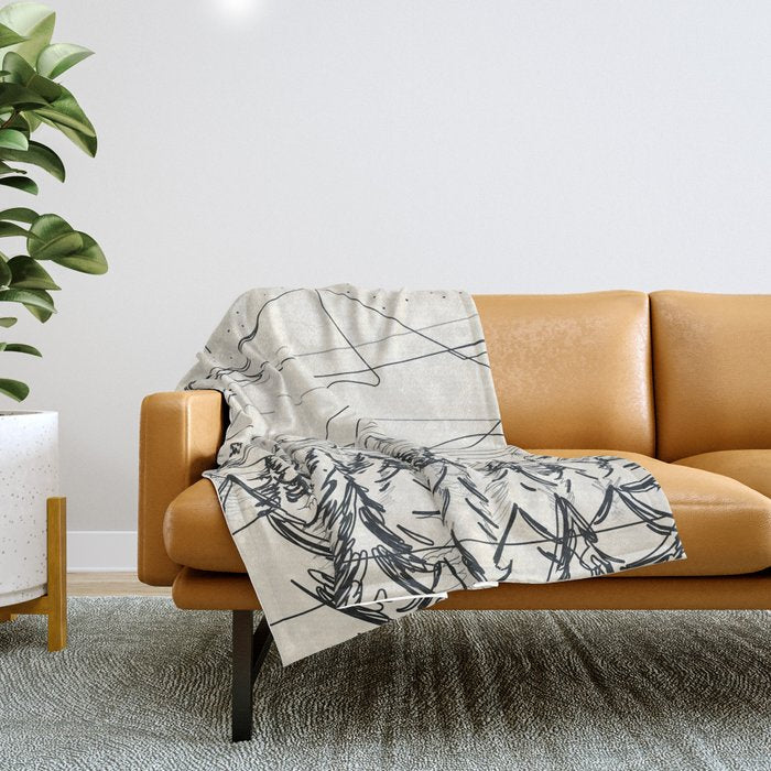 Minimal Line Mountain Beauty III Throw Blanket Gallery Image 1