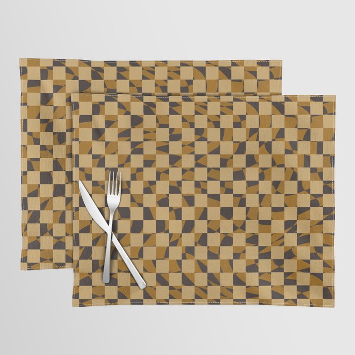 Abstract checked in golden ochre Placemat Gallery Image 1