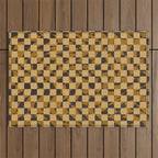 Abstract checked in golden ochre Outdoor Rug Gallery Image 1