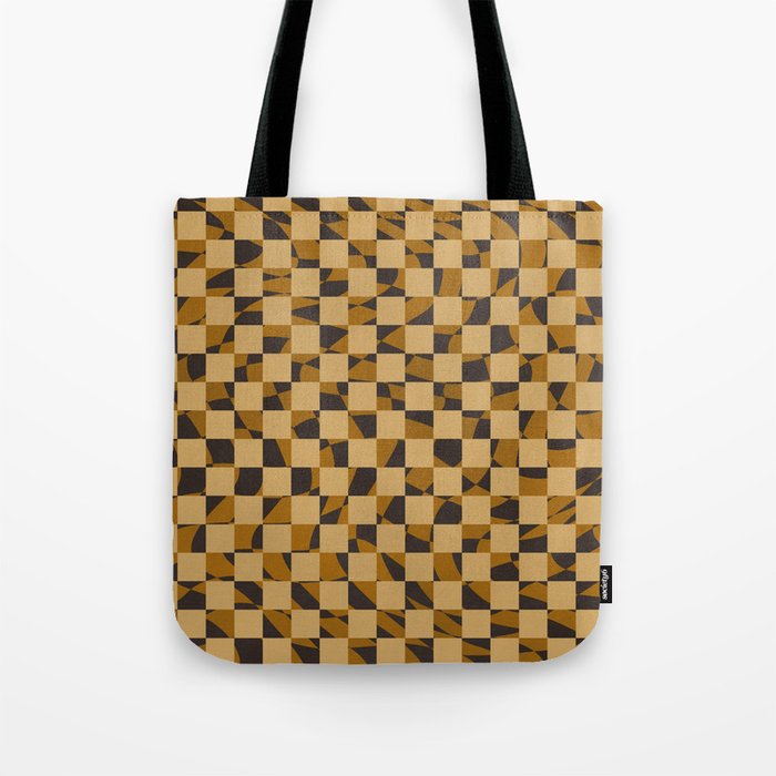 Abstract checked in golden ochre Tote Bag Gallery Image 1