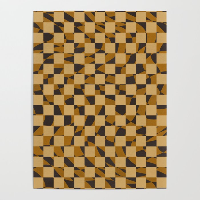 Abstract checked in golden ochre Poster Gallery Image 1