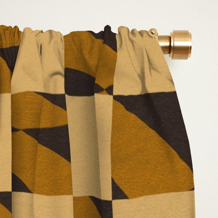 Abstract checked in golden ochre Window Curtain Gallery Image 2