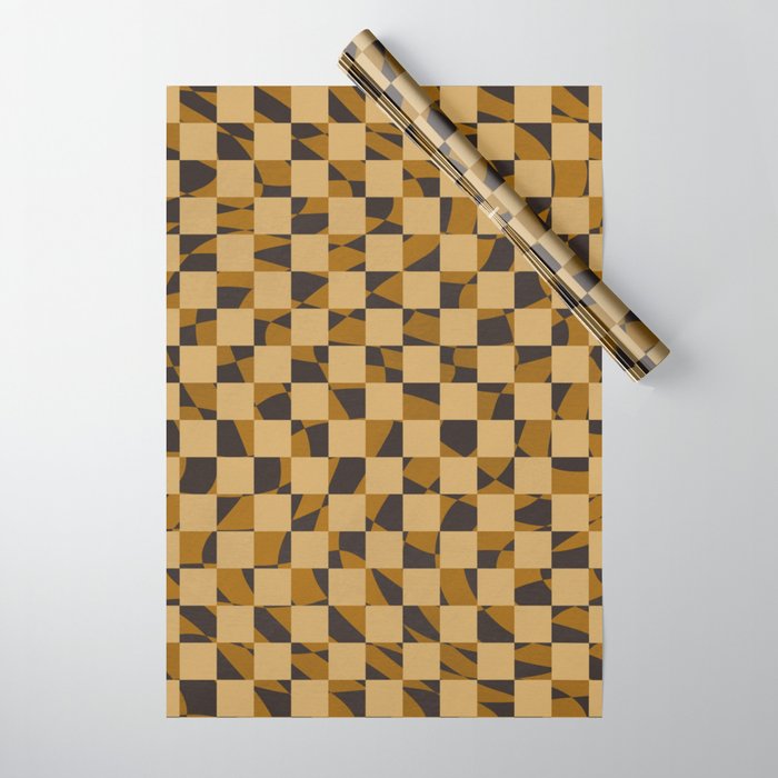 Abstract checked in golden ochre Wrapping Paper Gallery Image 1