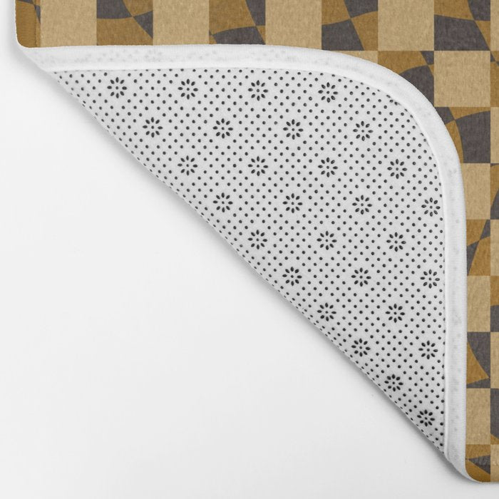 Abstract checked in golden ochre Bath Mat Gallery Image 2