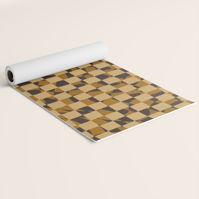 Abstract checked in golden ochre Yoga Mat Gallery Image 2