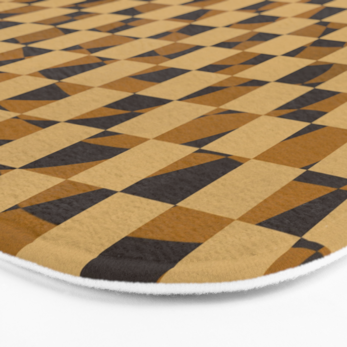 Abstract checked in golden ochre Bath Mat Gallery Image 3