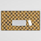 Abstract checked in golden ochre Desk Mat Gallery Image 1