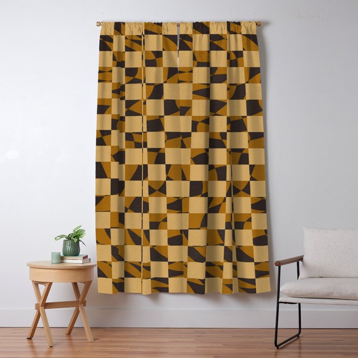 Abstract checked in golden ochre Window Curtain Gallery Image 5