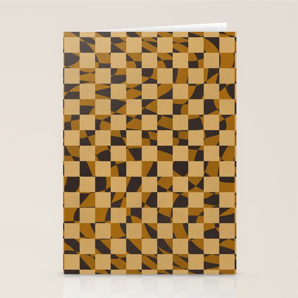 Abstract checked in golden ochre Stationery Card Gallery Image 1