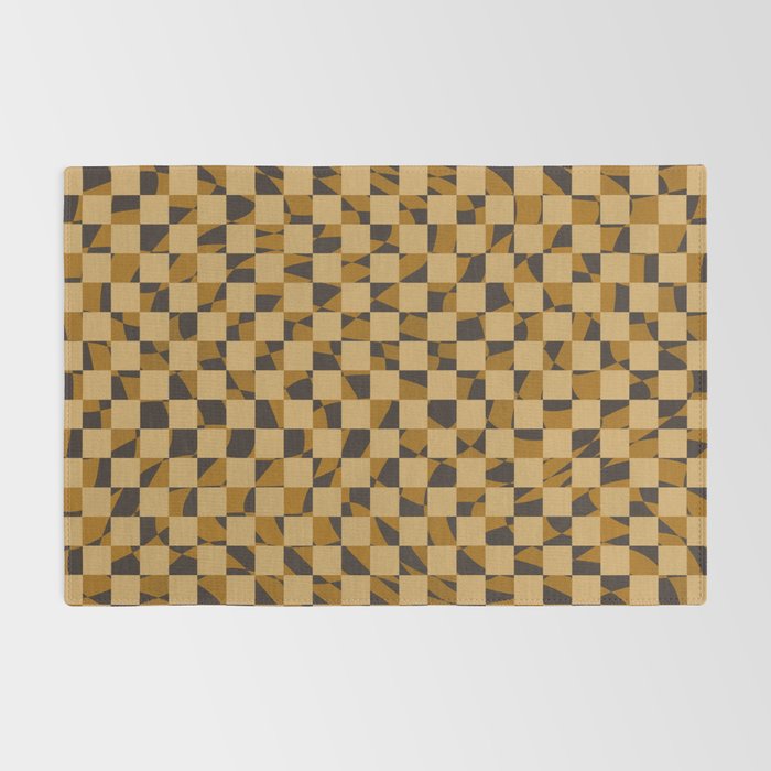 Abstract checked in golden ochre Rug Gallery Image 2