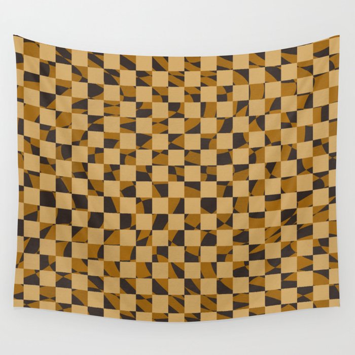 Abstract checked in golden ochre Wall Tapestry Gallery Image 4