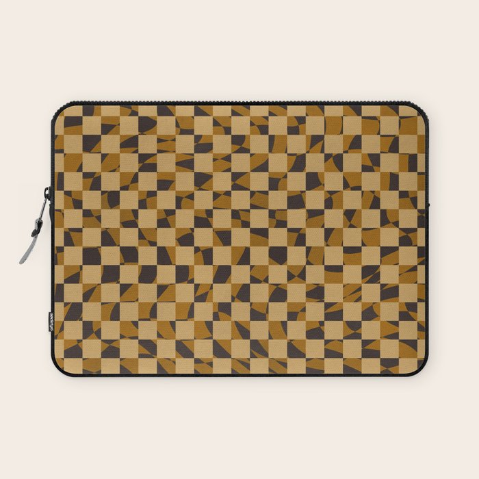 Abstract checked in golden ochre Laptop Sleeve Gallery Image 1