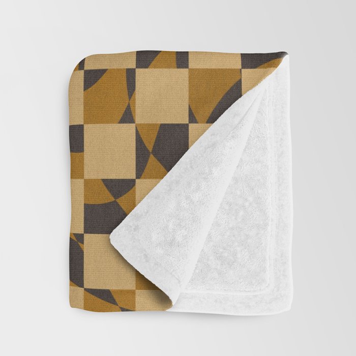 Abstract checked in golden ochre Throw Blanket Gallery Image 3