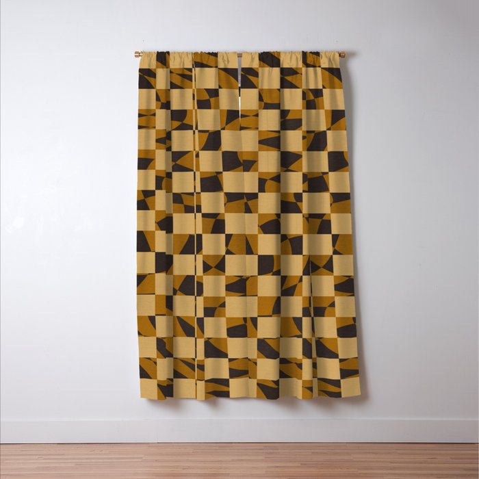 Abstract checked in golden ochre Window Curtain Gallery Image 3