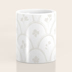Rustic scallop floral block print - natural soft mushroom pattern Coffee Mug Gallery Image 4