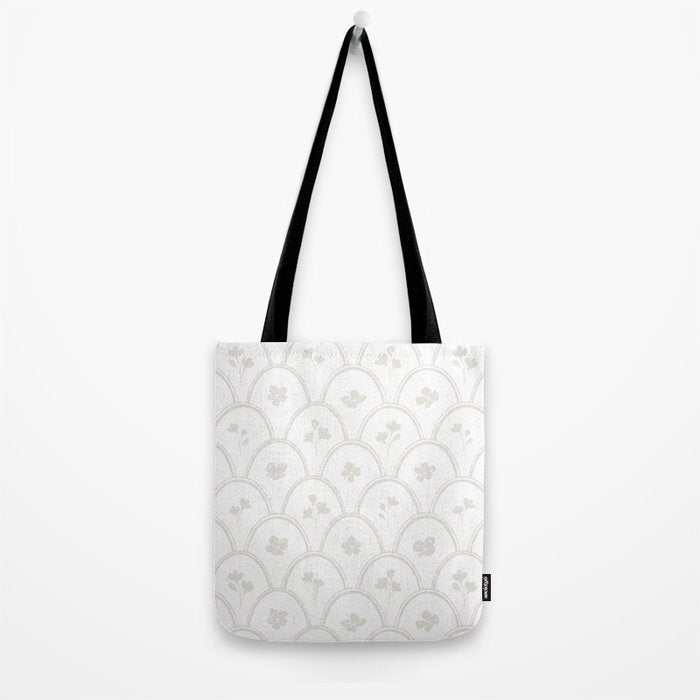 Rustic scallop floral block print - natural soft mushroom pattern Tote Bag Gallery Image 2