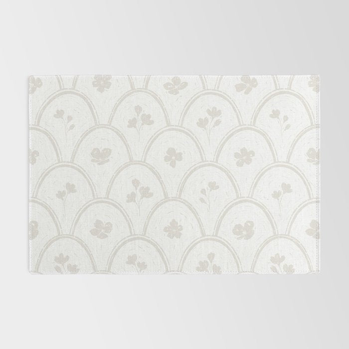 Rustic scallop floral block print - natural soft mushroom pattern Rug Gallery Image 2