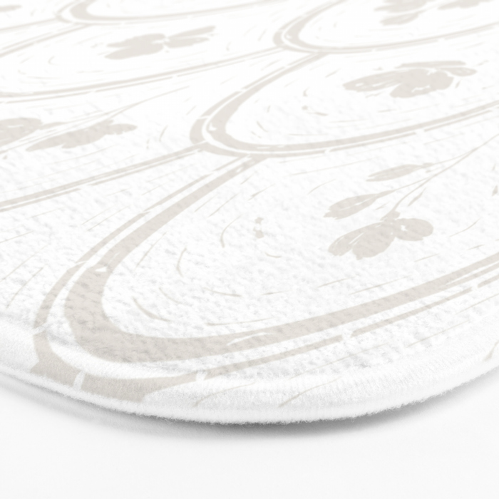 Rustic scallop floral block print - natural soft mushroom pattern Bath Mat Gallery Image 3