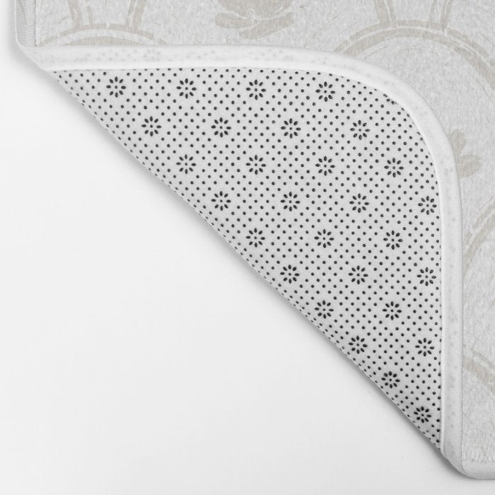 Rustic scallop floral block print - natural soft mushroom pattern Bath Mat Gallery Image 2