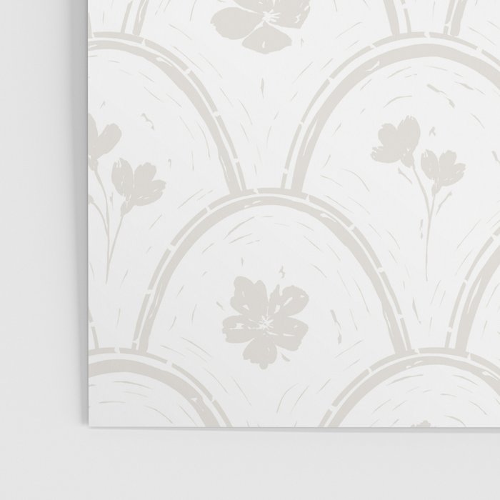 Rustic scallop floral block print - natural soft mushroom pattern Poster Gallery Image 3