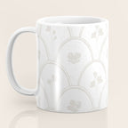 Rustic scallop floral block print - natural soft mushroom pattern Coffee Mug Gallery Image 3