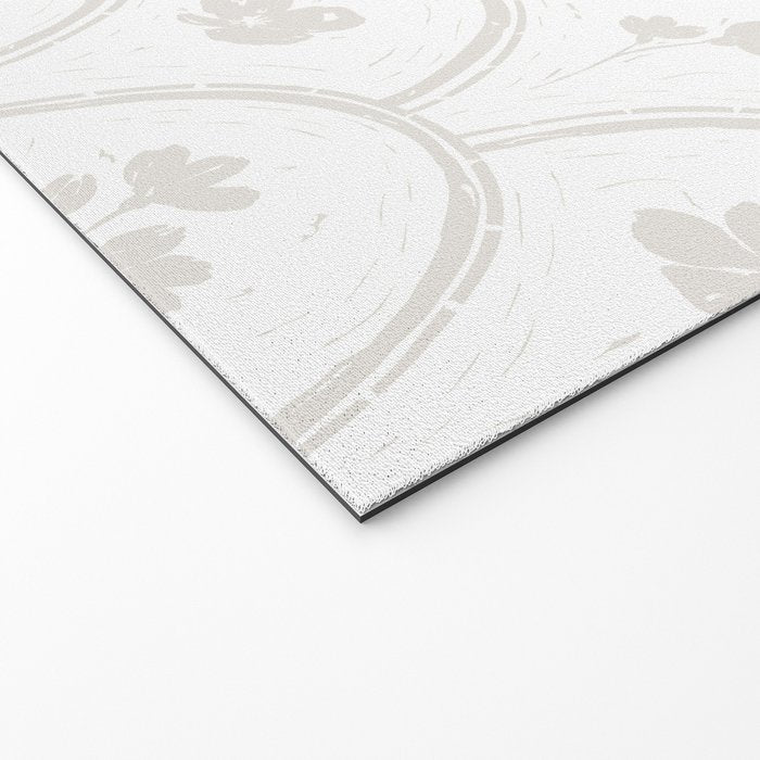 Rustic scallop floral block print - natural soft mushroom pattern Welcome Mat Gallery Image 2
