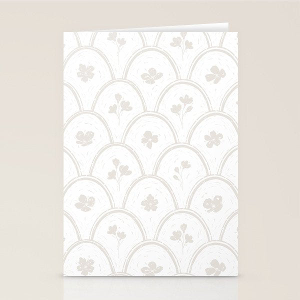 Rustic scallop floral block print - natural soft mushroom pattern Stationery Card Gallery Image 2