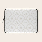 Rustic scallop floral block print - natural soft mushroom pattern Laptop Sleeve Gallery Image 1