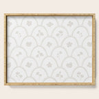 Rustic scallop floral block print - natural soft mushroom pattern Serving Tray Gallery Image 1