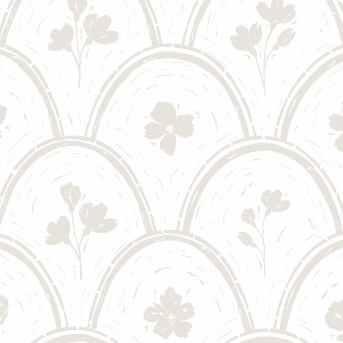 Rustic scallop floral block print - natural soft mushroom pattern Coffee Mug Gallery Image 2