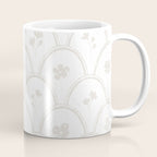 Rustic scallop floral block print - natural soft mushroom pattern Coffee Mug Gallery Image 1