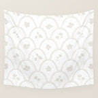 Rustic scallop floral block print - natural soft mushroom pattern Wall Tapestry Gallery Image 4