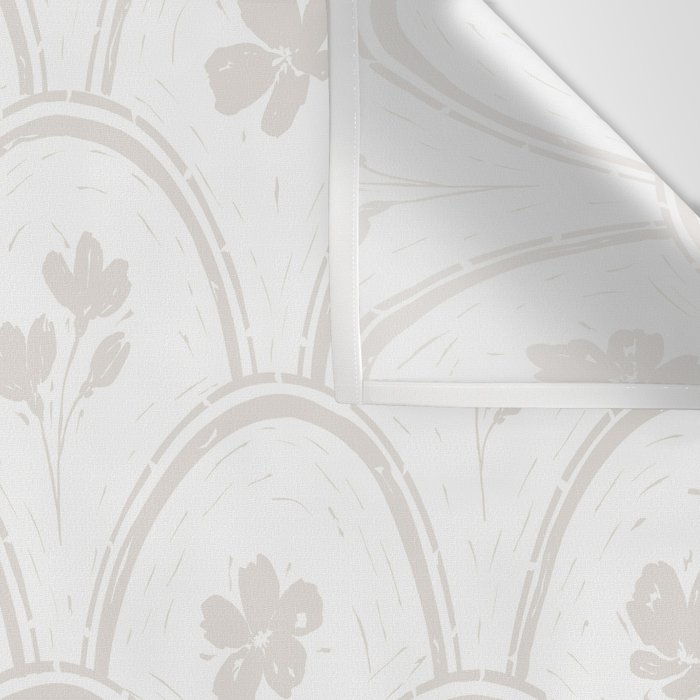 Rustic scallop floral block print - natural soft mushroom pattern Wall Tapestry Gallery Image 3