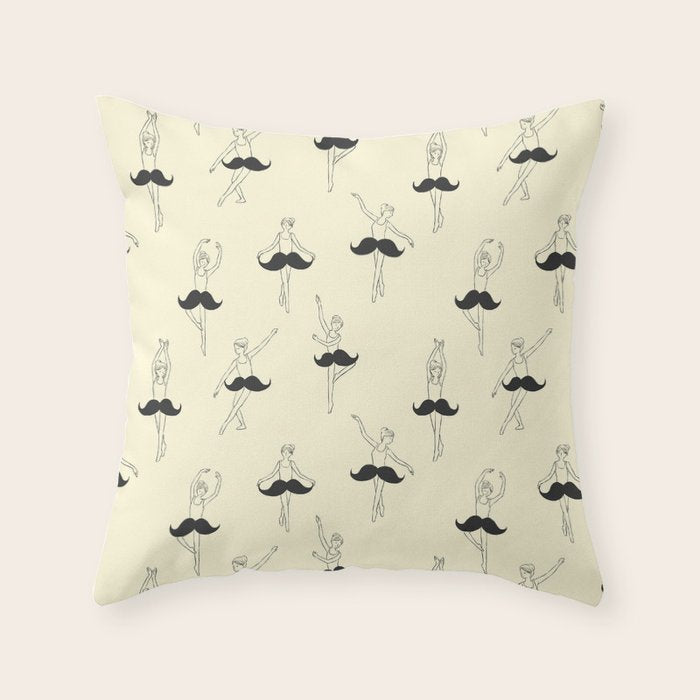 The Ballet of Mustache Throw Pillow Gallery Image 1