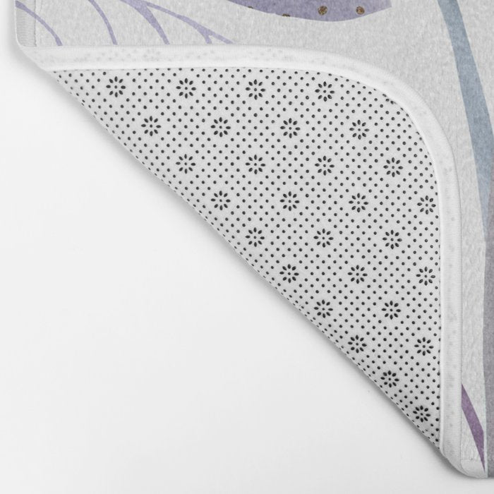 Modern Purple Watercolor Botanical Bath Mat Gallery Image 2