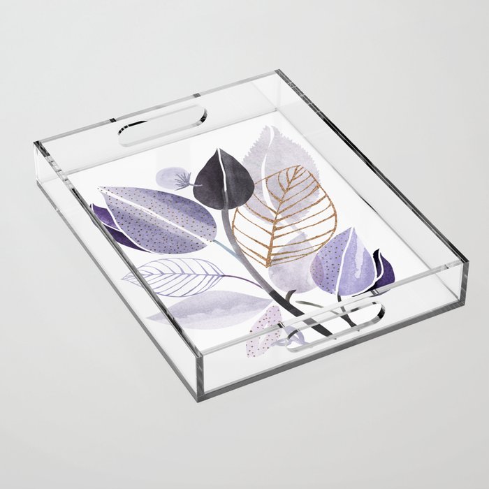 Modern Purple Watercolor Botanical Acrylic Tray Gallery Image 1