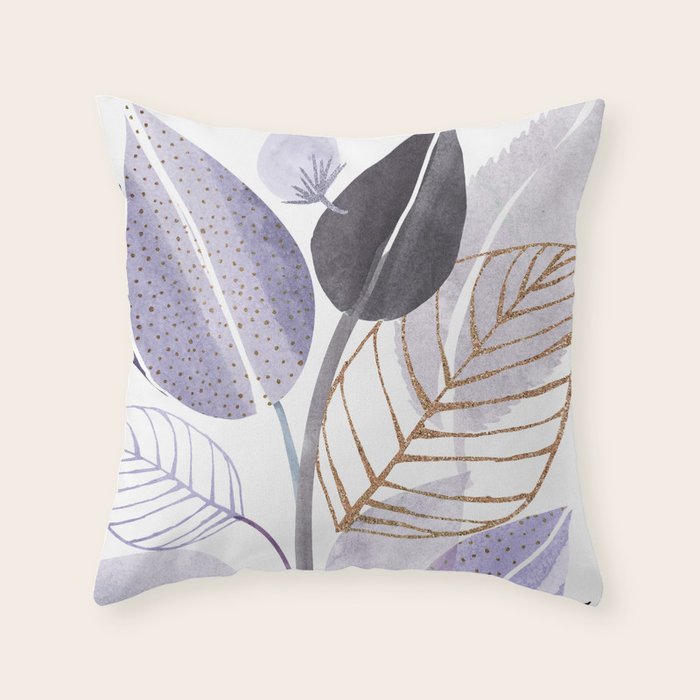 Modern Purple Watercolor Botanical Throw Pillow Gallery Image 6