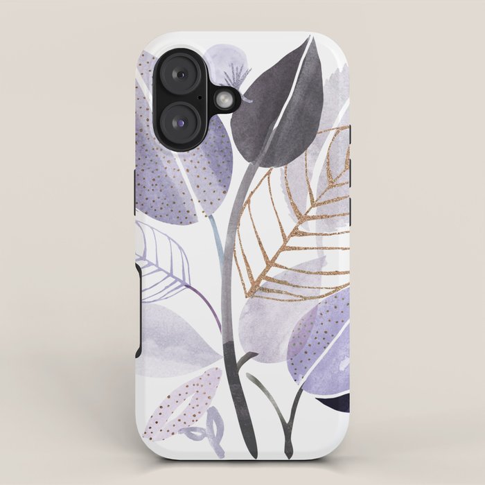 Modern Purple Watercolor Botanical iPhone Case Gallery Image 1