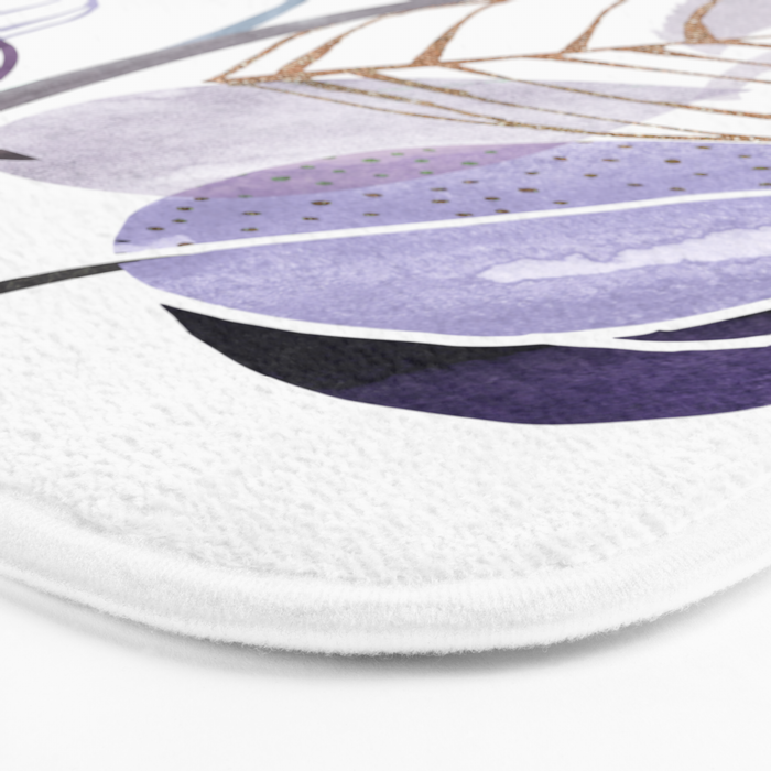Modern Purple Watercolor Botanical Bath Mat Gallery Image 3